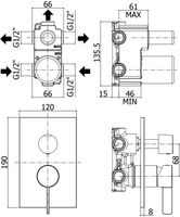 Смеситель для душа Paffoni Rock (с внутренней частью) арт-RO019CR/M — фото 2, Встраиваемые смесители для душа