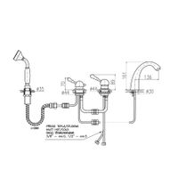 L576.5PSM LABE смеситель каскадный на 4 отверстия, ЦВЕТ БРОНЗА — фото 2, Смеситель для ванны