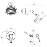 Luna Смеситель для душа, встраиваемый, хром, LM, арт-LM4120C — фото 2, Смеситель для душа