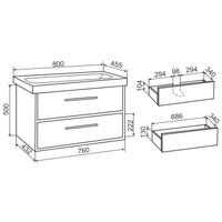 Тумба подвесная MELBOURNE 80 /дуб/серый/ AQUA DE MARCO 2080GCMEL/H/V.2.0 — фото 12, Тумбы под раковину