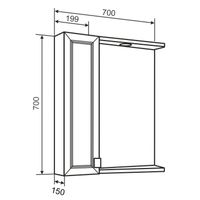 Зеркальный шкаф OSTIN 70 /правый/ AQUA DE MARCO 1070WCOST/R — фото 9, Зеркальные шкафы в ванную