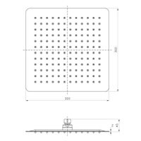 Лейка душевая верхняя, квадратная, 300х300мм, нерж. сталь, LM, арт-LM9488S — фото 2, Верхние души