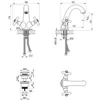 Vintage Смеситель для раковины, монолит.излив 138мм дон.клап.Click/Clack, р/ДВ, бронза, LM, арт-LM2806B — фото 2, Смесители для раковины