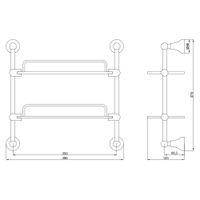 GIALETTA Полка двойная с галереей L35 см, прозрачное стекло/хром VR.GIL-6492.CR — фото 2, Полки для ванной и душа
