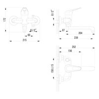 Luna Смеситель для ванны, плоск.пов.излив 240мм боковой дивертор лейка, р/ОД, хром, LM, арт-LM4114C — фото 2, Смеситель для ванны