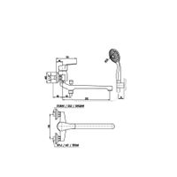 Смеситель RAV SlezаkKongo для ванной с подвижным плоским изливом, арт-K057.5/1 — фото 2, Смеситель для ванны