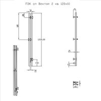 Полотенцесушитель Пэк сп Вектор кв 2 120*10 матовый хром ПэкспВекторкв2120*10матхр — фото 2, Электрические полотенцесушители