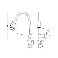 L508.5/13CMAT LABE - cмеситель для раковины с гибким изливом, ЦВЕТ ЧЕРНЫЙ МАТОВЫЙ — фото 2, Смесители для раковины