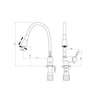 L408.5/13SM LABE - смеситель кухонный, гибкий излив (черный), ЦВЕТ БРОНЗА — фото 2, Смесители для кухни