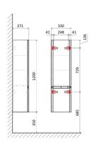 "S4" Пенал подвесной, цвет серый. арт-AQM9004GM — фото 2, Пеналы для ванной комнаты
