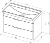 Тумба с раковиной Aquanet Ирис new 90 подвесная 2 ящ. цв. белый глянец 00342092 — фото 3, Тумбы с раковиной