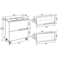Тумба напольная с умывальником PALERMO 80 /2ящ/ AQUA DE MARCO 5080CPAL/F — фото 10, Тумбы с раковиной