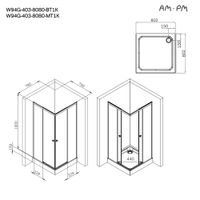 Товар: W94G-403-8080-MT1K X-joy душевое огражд квадратн.,раздвиж.двери 80x80 хром мат.,стекло прозрачн - фото 7 W94G-403-8080-MT1K X-joy душевое огражд квадратн.,раздвиж.двери 80x80 хром мат.,стекло прозрачн — фото 7, Квадратные душевые уголки