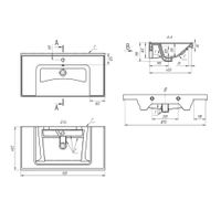 ГРЭЙС, 90 см, мебельный умывальник, керамический, Dreja арт-641617 — фото 5, Раковины подвесные
