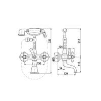 Смеситель Morava retro для ванной с душевым комплектом, арт-MK360.5/2 — фото 2, Смеситель для ванны