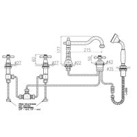 MORAVA смеситель каскадный на 5 отверстий, ЦВЕТ БРОНЗА арт-MK464.5PSM — фото 2, Смеситель для ванны