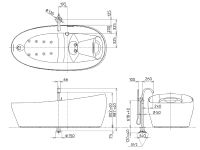 Ванна отдельностоящая с гидромассажем, цвет белый арт-PJYD2200PWE#GW — фото 3, Акриловые ванны