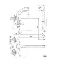 Смеситель Sazava для ванной с подвижным круглым изливом 270мм с душевым комплектом, арт-SA556.5/1 — фото 4, Смеситель для ванны