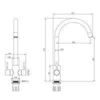 Смеситель для кухни ДВУХЗАХВАТНЫЙ из нержавеющей стали EKO, EKO05-1102 — фото 3, Смесители для кухни