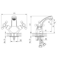 G02 Смеситель для раковины, монолит.излив 84мм, р/ДВ, хром, ROS, арт-G02-61 — фото 2, Смесители для раковины