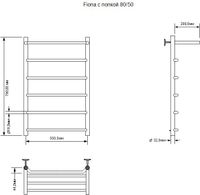 Полотенцесушитель электрический Aquanet Fiona 80х50 Тэн справа, с полкой 00281999 — фото 3, Электрические полотенцесушители