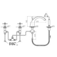 MORAVA смеситель каскадный на 4 отверстия, ЦВЕТ БРОНЗА арт-MK569.5SSM — фото 2, Смеситель для ванны