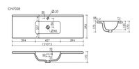 CN7028 Раковина мебельная накладная Compact 1210x395x170, цвет белый — фото 5, Раковины встраиваемые сверху