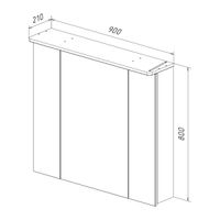 Шкаф зеркальный Lemark ZENON 90х80 см 3-х дверный, с козырьком-подсветкой, с розеткой, цвет корпуса: арт-LM90ZS-Z — фото 7, Зеркальные шкафы в ванную