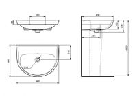 Умывальник "Прайм-65" (660х480) с отв. перел. и без отв под смес. SANTERI арт-131176S0001B0 — фото 4, Раковины встраиваемые сверху