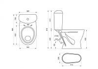 Унитаз-компакт "Версия" наклонный выпуск, с кнопочной арматурой и сиденьем, крап на белом SANTERI 1P4015S0100BF — фото 7, Напольные унитазы