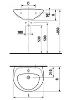 LYRA Раковина 60 см с отв. в центре JIKA арт-8142720001049 — фото 2, Раковины подвесные