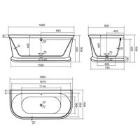 Ванна PENELOPA 168 см из литьевого мрамора NOVA GEL / Aqua de Marco 1168WPEN_GEL — фото 13, Ванны