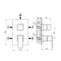 LR587.3Z LOIRA - смеситель, скрытый монтаж, 3-х режимный, ЦВЕТ ЗОЛОТО — фото 2, Смеситель для душа