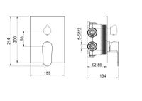 ОБЕРОН смеситель для ванны 3 режима (внешняя и скрытая часть), шлиф. золото арт-AQ1247BG — фото 3, Смеситель для ванны