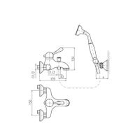 Смеситель Labe для ванной с душевым комплектом, лейка метал., золотой, L554.5/2Z — фото 2, Смеситель для ванны