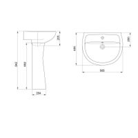 Умывальник "Версия" 56.5 см. с отв., с переливом, белый SANTERI арт-131115S0011B0 — фото 5, Раковины подвесные