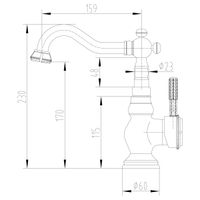 Jasmine Смеситель для раковины/кухни, пов.излив 159мм, р/ОД, бронза, LM, арт-LM6644B — фото 2, Смесители для раковины