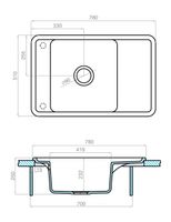 Товар: Мойка для кухни Беллис 78 780x510x250 мм, прямоуг., шампань 1A725032BS290 - фото 12 Мойка для кухни Беллис 78 780x510x250 мм, прямоуг., шампань 1A725032BS290 — фото 12, Кухонные мойки