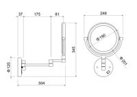 Товар: AQ4912BGM зеркало косметическое настенное с подсветкой 5х, оружейная сталь - фото 2 AQ4912BGM зеркало косметическое настенное с подсветкой 5х, оружейная сталь — фото 2, Косметические зеркала