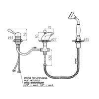 Смеситель Labe для ванной на 3 отверстия, переключатель керамический бронза, L570.5SSM — фото 2, Смеситель для ванны