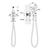 Смеситель встроенный с гигиеническим душем Timo Saona 2337/18SM черное золото — фото 2, Смеситель для душа