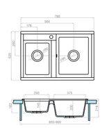 Мойка для кухни Делия 78 DBL 780x520x218 мм, прямоуг. с крылом, песочный 1A723132DE220 — фото 2, Кухонные мойки