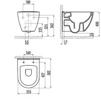 CREAVIT Унитаз подвесной безободковый арт-TP329-11CB00E-0000 — фото 3, Подвесные унитазы