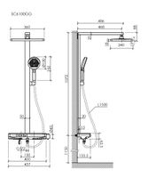 Душевая стойка SANCOS Vos с термостатическим смесителем, изливом, полкой, шлангом 1,5 м, верхним и ручным душем, цвет вороненая сталь, арт. арт-SC6100GG — фото 11, Душевые стойки