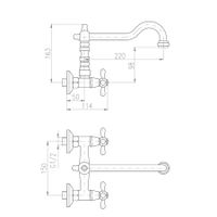 MORAVA RETRO - смеситель кухонный настенный, ЦВЕТ ЗОЛОТО арт-MK302.5/28Z — фото 2, Смесители для кухни