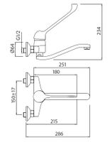 CREAVIT Home Cмеситель для ванны (для инвалидов) арт-HM1106 — фото 2, Смеситель для ванны