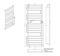 Электрический полотенцесушитель 600x1680 мм, 285W, нержавеющая сталь, черный 704151060 — фото 2, Электрические полотенцесушители