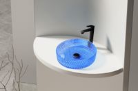 Раковина накладная стеклянная ABBER Glas синяя арт-AK2301DB — фото 3, Раковины накладные