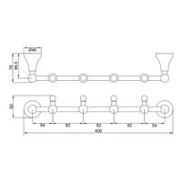 GIALETTA Перекладина с 4-мя крючками L40 см, хром арт-VR.GIL-6434.CR — фото 2, Крючки для полотенец