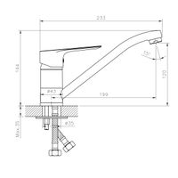 RS27 Смеситель для кухни, пов.излив 199мм, р/ДВ, хром, ROS, арт-RS27-21 — фото 2, Смесители для кухни